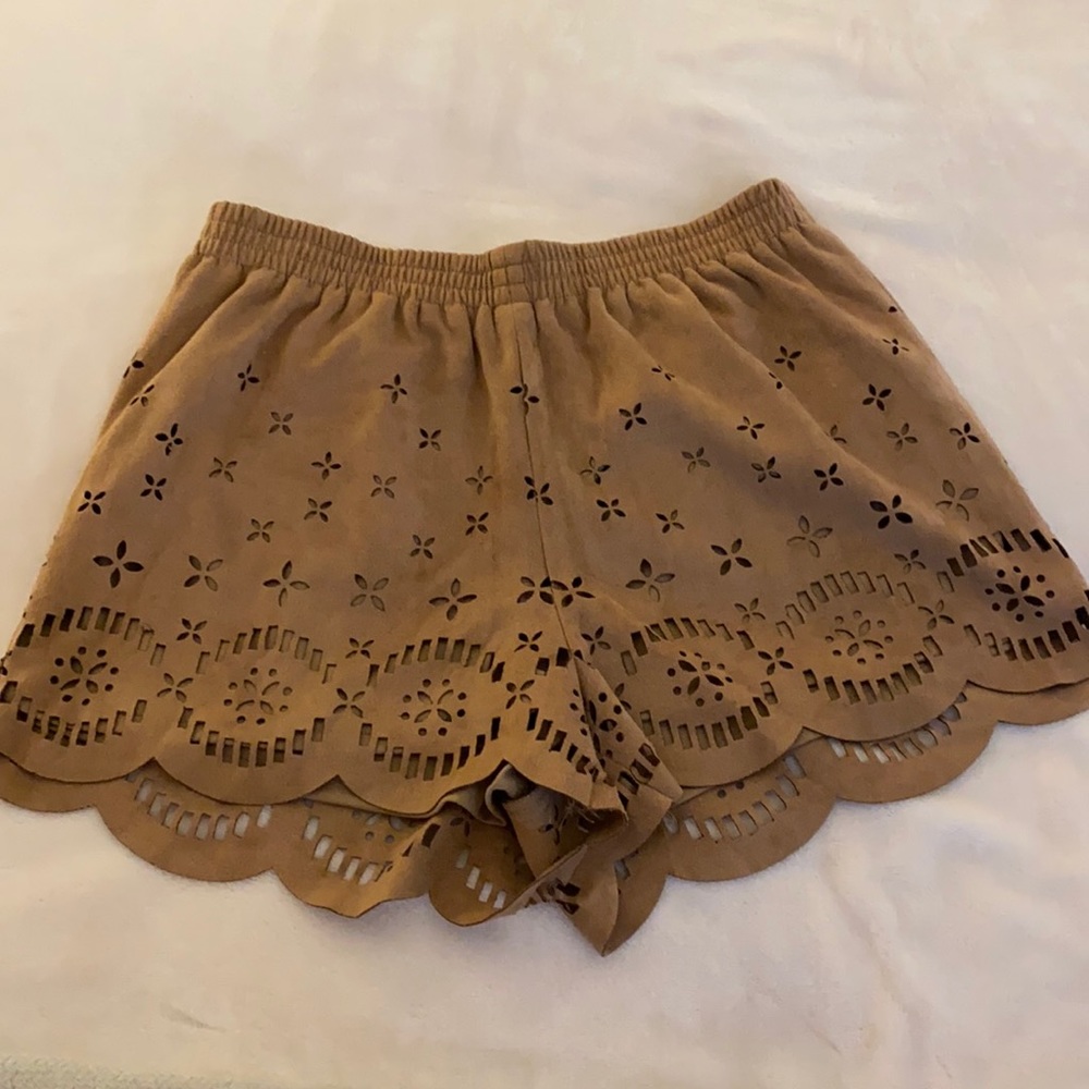 Suede shorts.